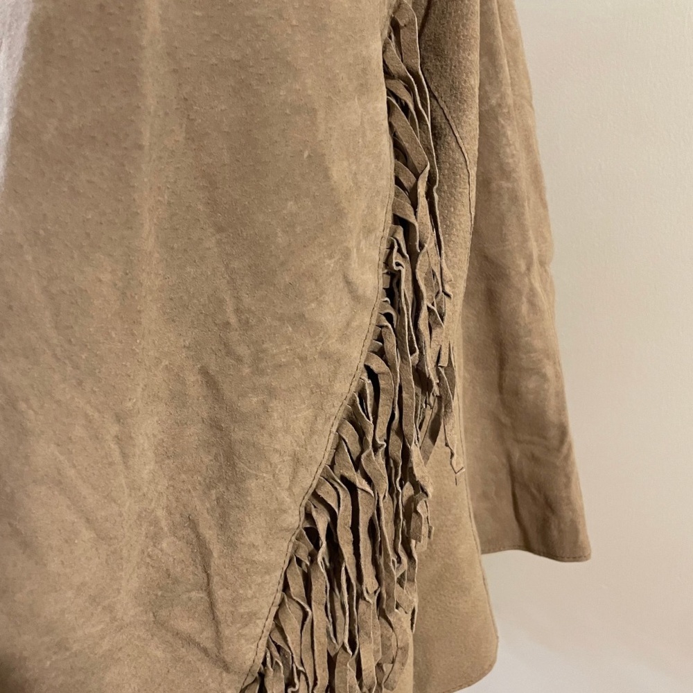 VINTAGE NWT JESSICA LONDON Suede Fringe Waterfall Jacket Tan Plus Size Y2K Boho - Picture 8 of 13